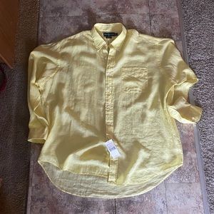 NWT Ralph Lauren Blake Linen Button Up | X-Large | gorgeous yellow